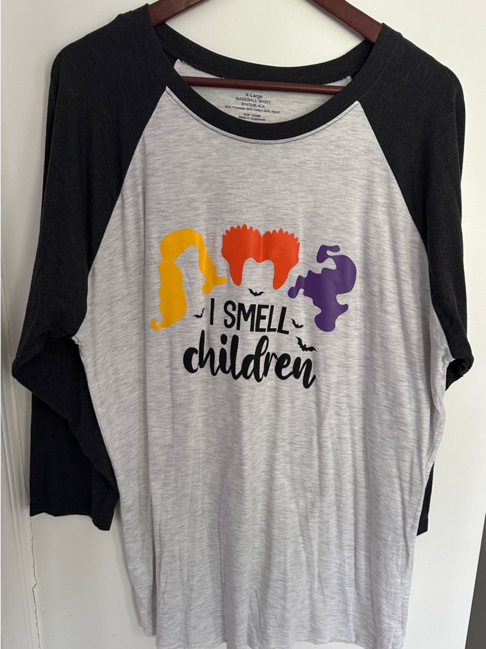 Hocus Pocus 'I Smell Children' Black & Gray Raglan Tee